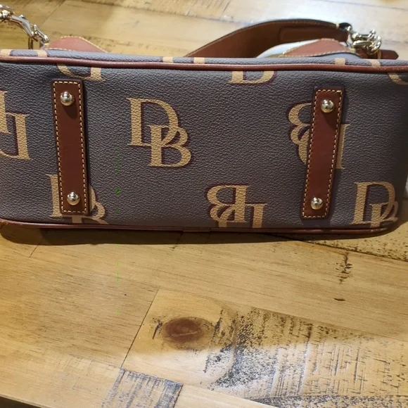 Dooney & Bourke Brown and Tan Logo Shoulder Bag - Picture 3 of 5